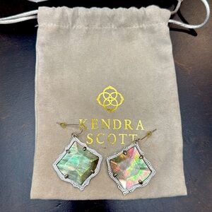 Kendra Scott silver and gray iridescent earrings